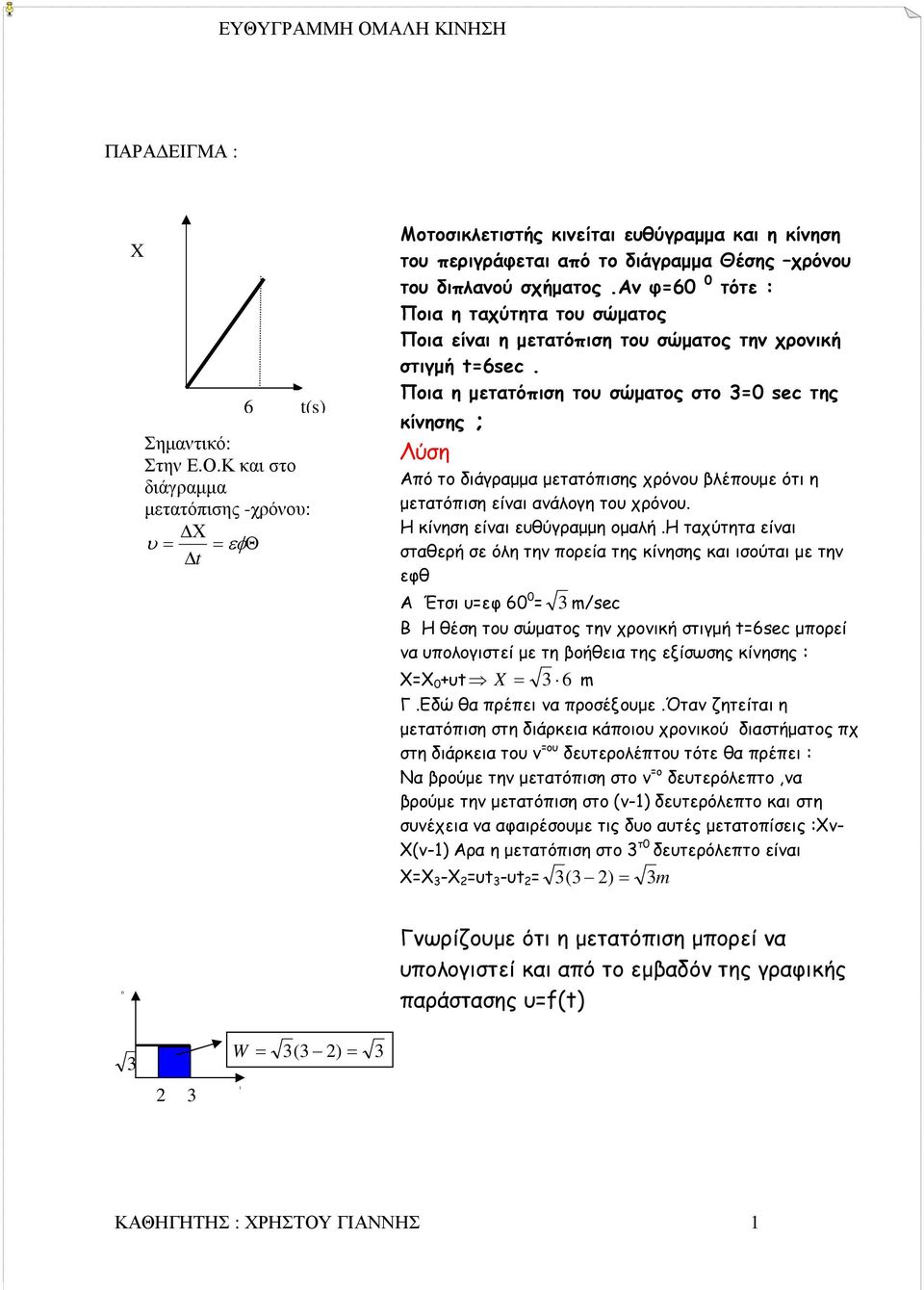 αν φ=60 0 τότε : Ποια η ταχύτητα του σώµατος Ποια είναι η µετατόπιση του σώµατος την χρονική στιγµή =6sec.