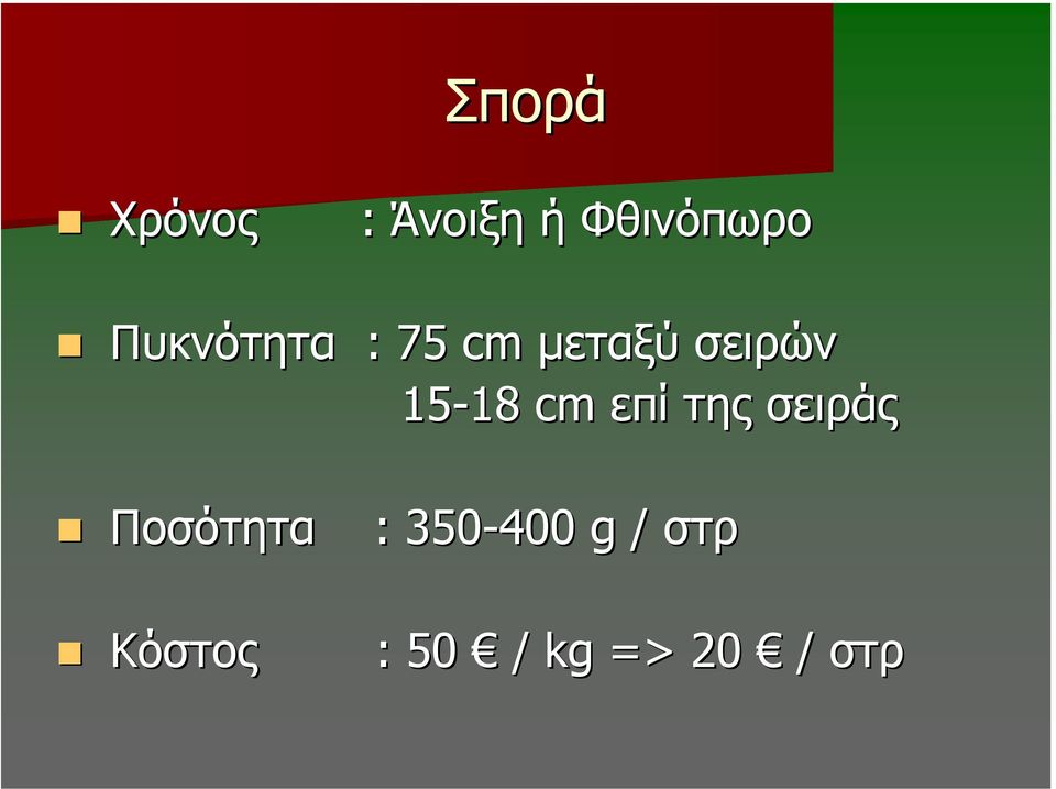 15-18 18 cm επί της σειράς Ποσότητα