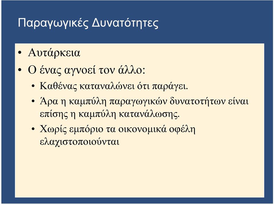 Άρα η καμπύλη παραγωγικών δυνατοτήτων είναι επίσης η