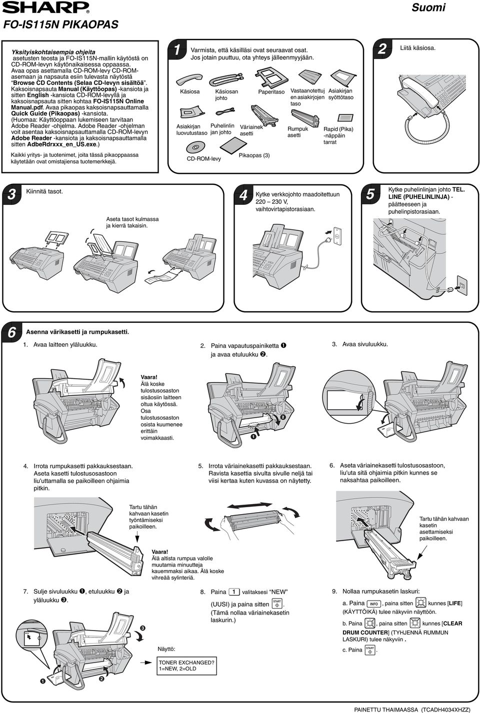 Kaksoisnapsauta Manual (Käyttöopas) -kansiota ja sitten English -kansiota CD-ROM-levyllä ja kaksoisnapsauta sitten kohtaa FO-IS5N Online Manual.pdf.