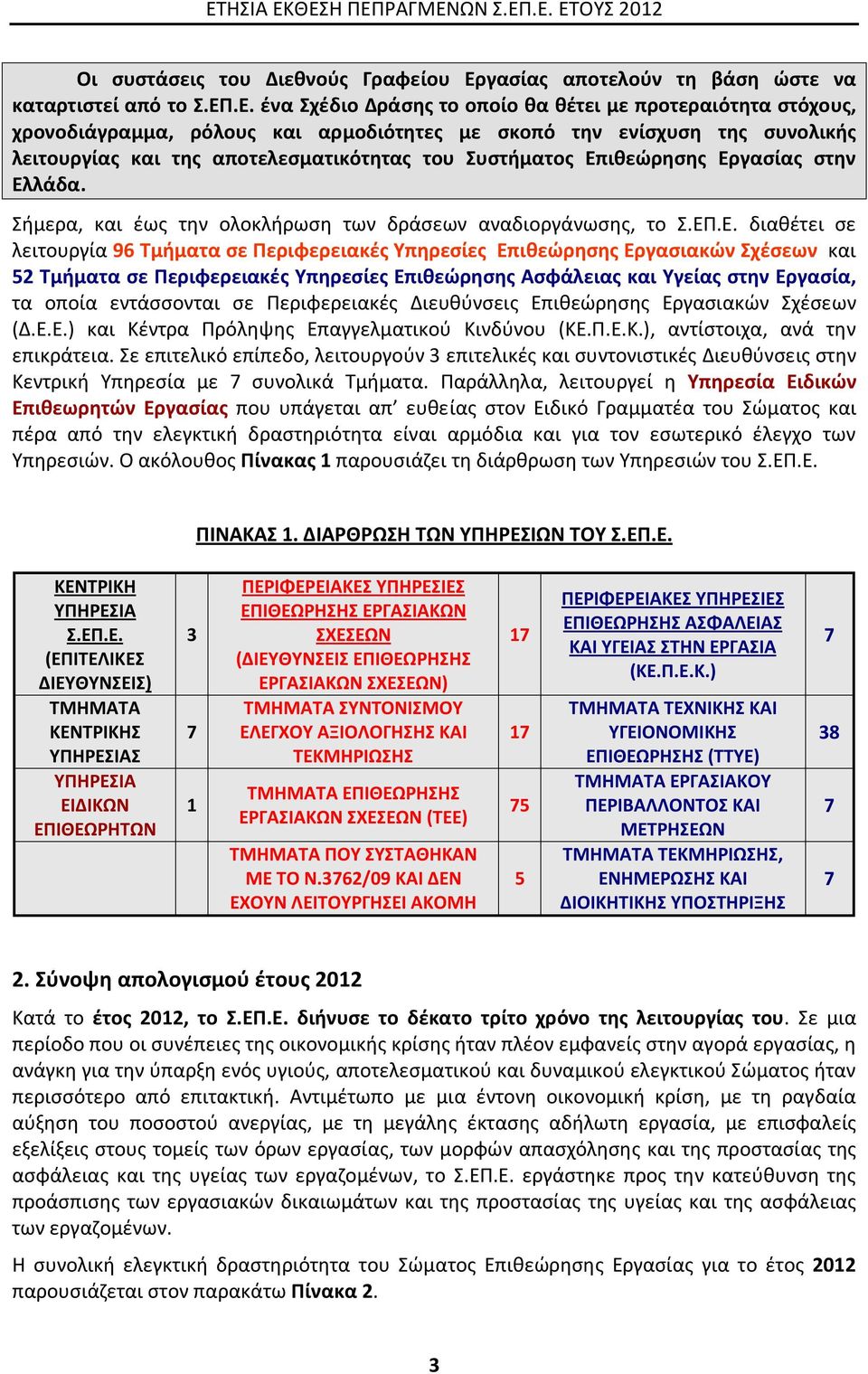 Σήμερα, και έως την ολοκλήρωση των δράσεων αναδιοργάνωσης, το Σ.ΕΠ