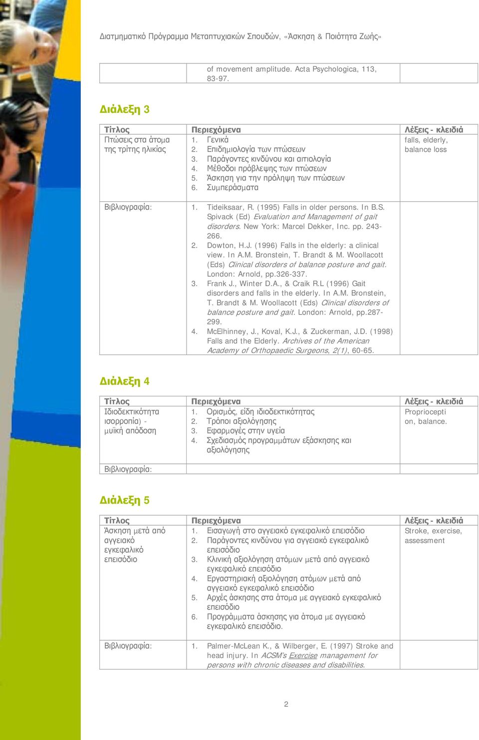 Spivack (Ed) Evaluation and Management of gait disorders. New York: Marcel Dekker, Inc. pp. 243-266. 2. Dowton, H.J. (1996) Falls in the elderly: a clinical view. In A.M. Bronstein, T. Brandt & M.