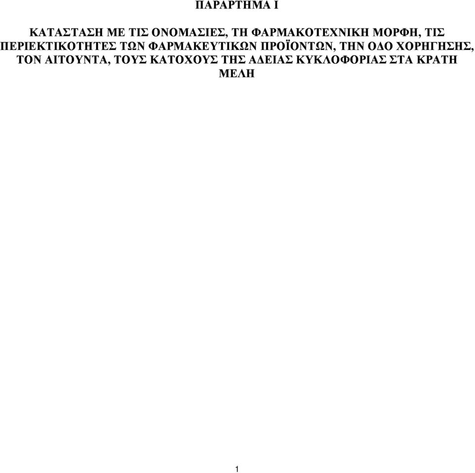 ΦΑΡΜΑΚΕΥΤΙΚΩΝ ΠΡΟΪΟΝΤΩΝ, ΤΗΝ Ο Ο ΧΟΡΗΓΗΣΗΣ, ΤΟΝ