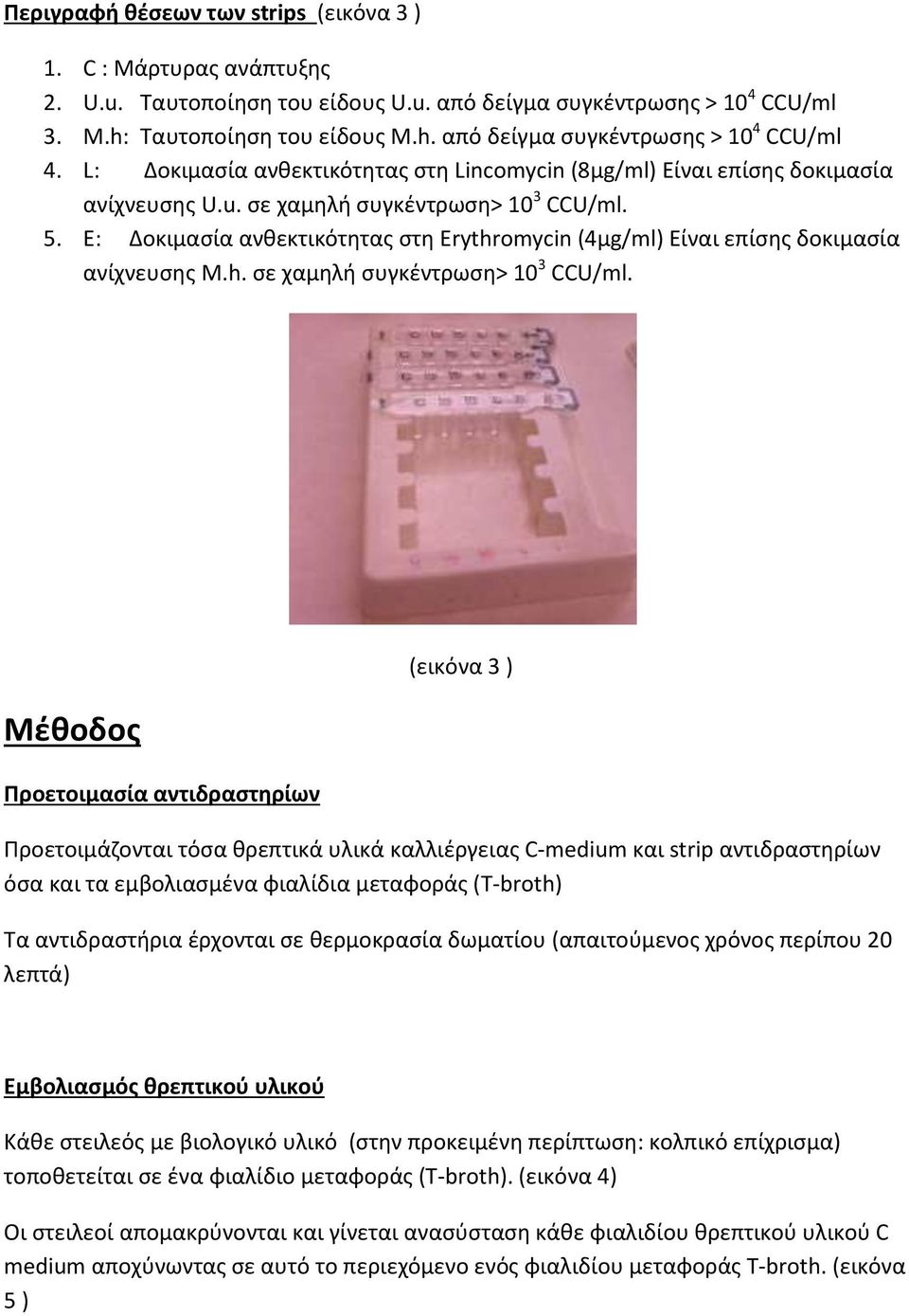 E: Δοκιμασία ανθεκτικότητας στη Erythrmycin (4μg/ml) Είναι επίσης δοκιμασία ανίχνευσης M.h. σε χαμηλή συγκέντρωση> 10 3 CCU/ml.