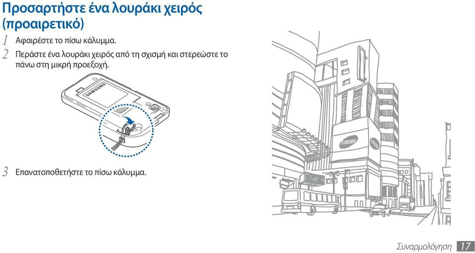 2 Περάστε ένα λουράκι χειρός από τη σχισμή και