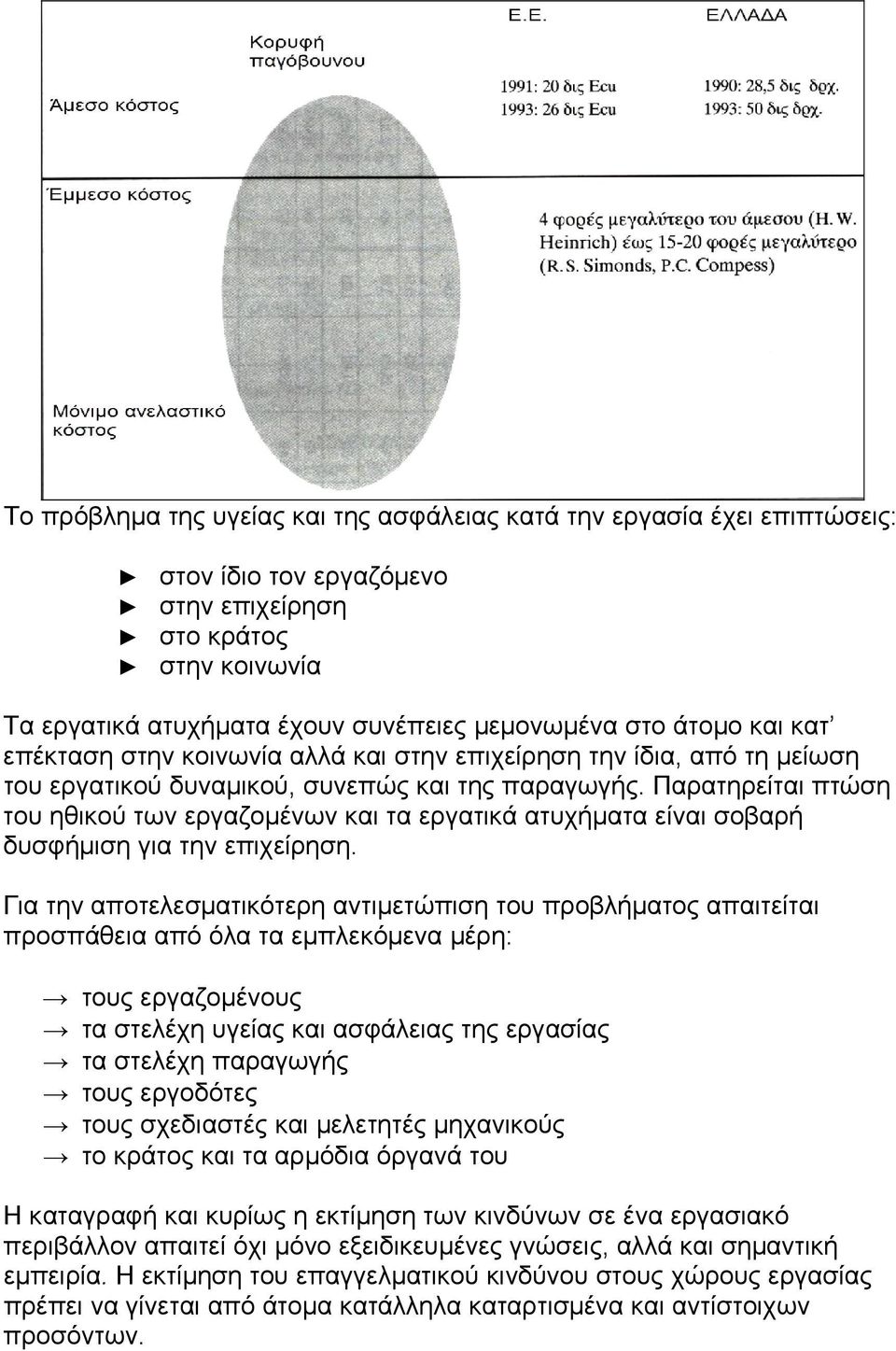 Παρατηρείται πτώση του ηθικού των εργαζοµένων και τα εργατικά ατυχήµατα είναι σοβαρή δυσφήµιση για την επιχείρηση.
