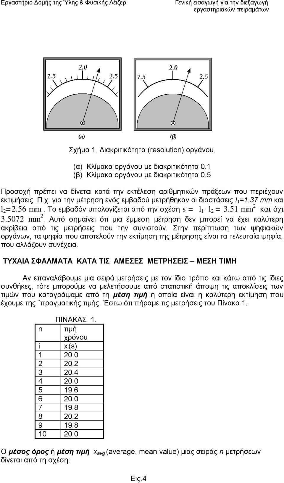 37 mm θαη l =.56 mm. Σν εκβαδόλ ππνινγίδεηαη από ηελ ζρέζε s = l 1 l = 3.51 mm και όχι 3.507 mm.