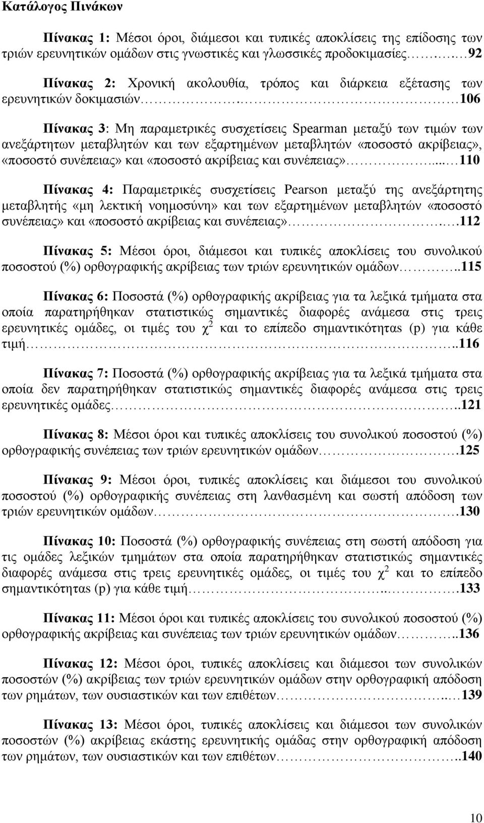 106 Πίνακας 3: Μη παραμετρικές συσχετίσεις Spearman μεταξύ των τιμών των ανεξάρτητων μεταβλητών και των εξαρτημένων μεταβλητών «ποσοστό ακρίβειας», «ποσοστό συνέπειας» και «ποσοστό ακρίβειας και