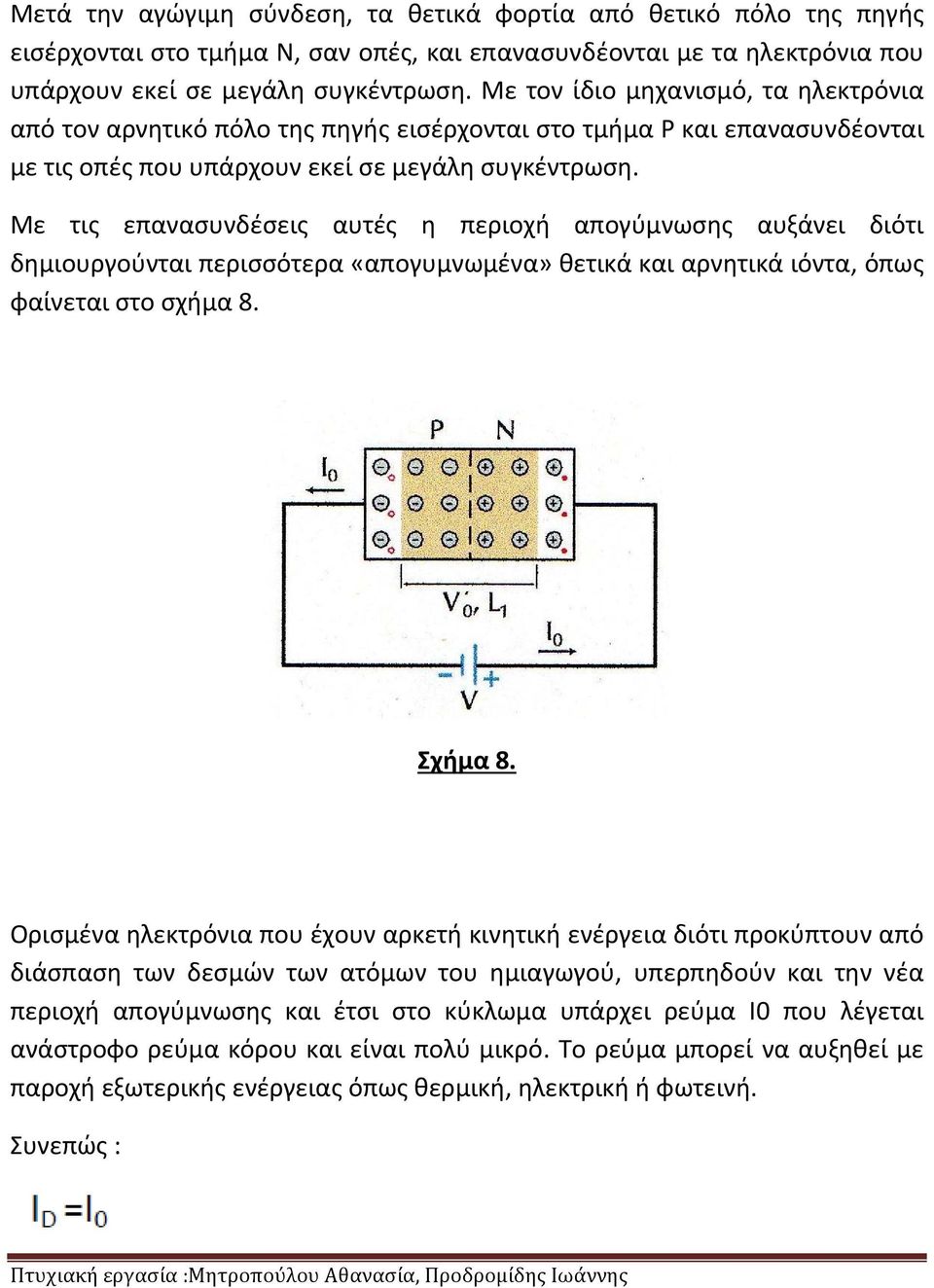 Με τις επανασυνδέσεις αυτές η περιοχή απογύμνωσης αυξάνει διότι δημιουργούνται περισσότερα «απογυμνωμένα» θετικά και αρνητικά ιόντα, όπως φαίνεται στο σχήμα 8. Σχήμα 8.
