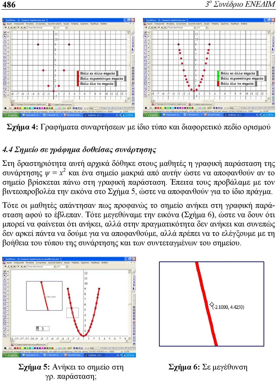 βρίσκεται πάνω στη γραφική παράσταση. Έπειτα τους προβάλαμε με τον βιντεοπροβολέα την εικόνα στο Σχήμα 5, ώστε να αποφανθούν για το ίδιο πράγμα.