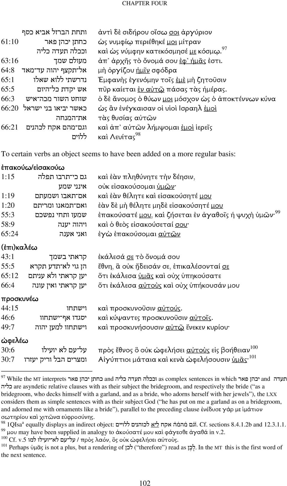 πῦρ καίεται ἐν αὐτῷ πάσας τὰς 66:3 שוחט השור מכה איש ὁ δὲ ἄνοµος ὁ θύων µοι µόσχον ὡς ὁ ἀποκτέννων κύνα כאשר יביאו בני ישראל 66:20 ὡς ἂν ἐνέγκαισαν οἱ υἱοὶ Ισραηλ ἐµοὶ את המנחה τὰς θυσίας αὐτῶν וגם