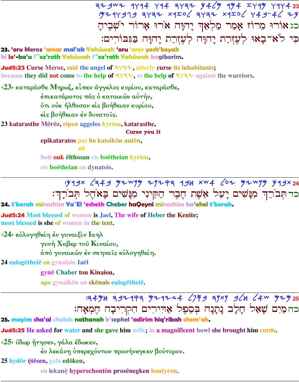 Jud5:23 Curse Meroz, said the angel of DEDI, utterly curse its inhabitants; because they did not come to the help of DEDI, to the help of DEDI against the warriors.