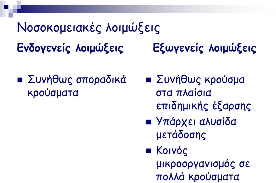 Συνήθως κρούσμα στα πλαίσια επιδημικής έξαρσης