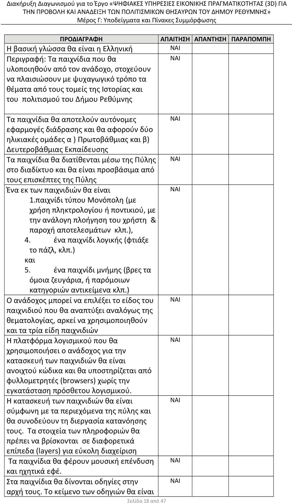 Εκπαίδευσης Τα παιχνίδια θα διατίθενται μέσω της Πύλης στο διαδίκτυο και θα είναι προσβάσιμα από τους επισκέπτες της Πύλης Ένα εκ των παιχνιδιών θα είναι 1.