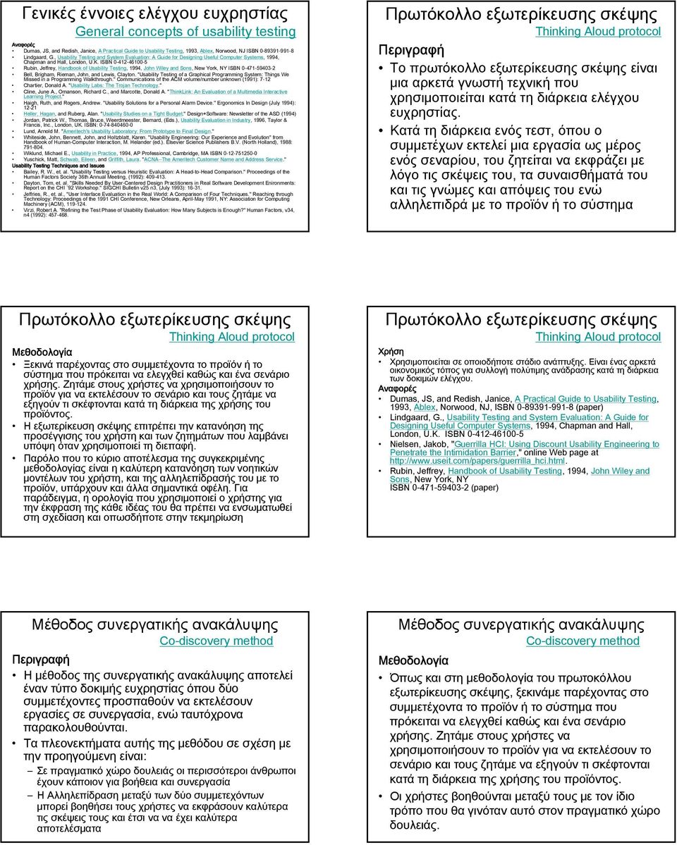 ISBN 0-412-46100-5 Rubin, Jeffrey, Handbook of Usability Testing, 1994, John Wiley and Sons, New York, NY ISBN 0-471-59403-2 Bell, Brigham, Rieman, John, and Lewis, Clayton.