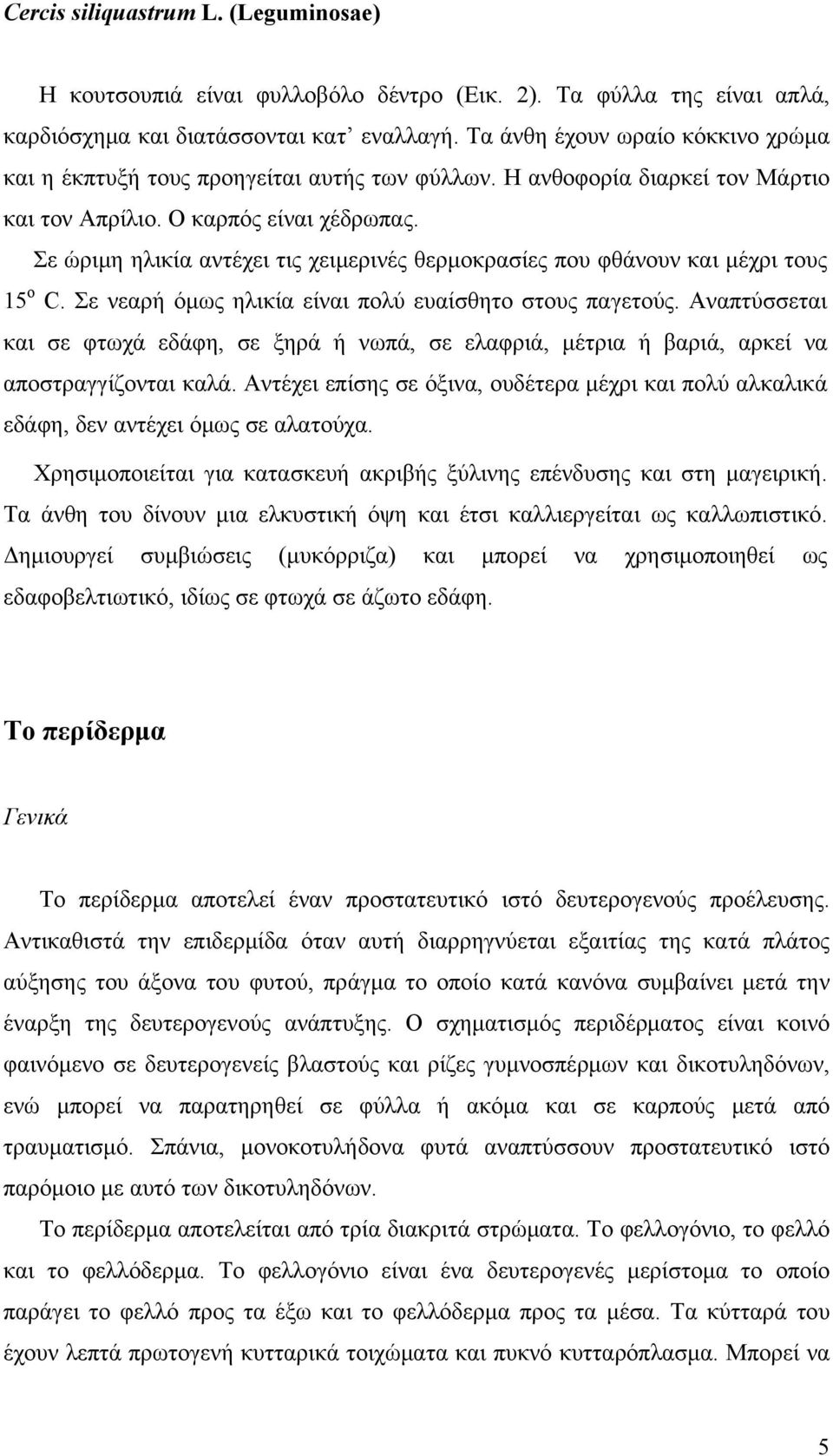 Σε ώριμη ηλικία αντέχει τις χειμερινές θερμοκρασίες που φθάνουν και μέχρι τους 15 ο C. Σε νεαρή όμως ηλικία είναι πολύ ευαίσθητο στους παγετούς.