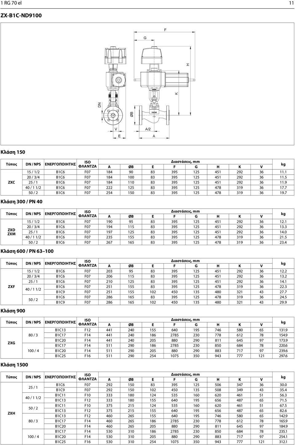 7 Κλάση 300 / PN 40 ZXD ZXM Κλάση 600 / PN 63 100 Κλάση 900 Κλάση 1500 15 / 1/2 B1C6 F07 190 95 83 395 125 451 292 36 12.1 20 / 3/4 B1C6 F07 194 115 83 395 125 451 292 36 13.