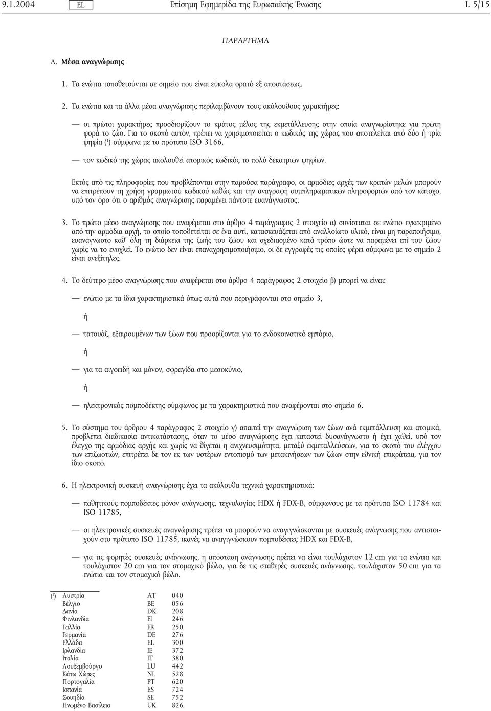 Για το σκοπό αυτόν, πρέπει να χρησιµοποιείται ο κωδικός της χώρας που αποτελείται από δύο ήτρία ψηφία ( 1 ) σύµφωνα µε το πρότυπο ISO 3166, τον κωδικό της χώρας ακολουθεί ατοµικός κωδικός το πολύ