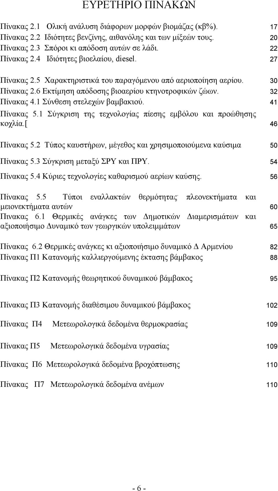 1 Σύνθεση στελεχών βαμβακιού. 41 Πίνακας 5.1 Σύγκριση της τεχνολογίας πίεσης εμβόλου και προώθησης κοχλία.[ 46 Πίνακας 5.2 Τύπος καυστήρων, μέγεθος και χρησιμοποιούμενα καύσιμα 50 Πίνακας 5.