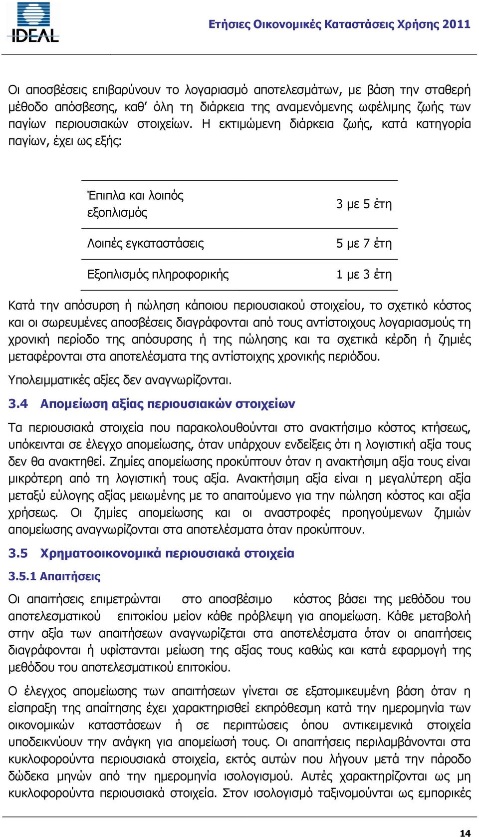 κάποιου περιουσιακού στοιχείου, το σχετικό κόστος και οι σωρευμένες αποσβέσεις διαγράφονται από τους αντίστοιχους λογαριασμούς τη χρονική περίοδο της απόσυρσης ή της πώλησης και τα σχετικά κέρδη ή