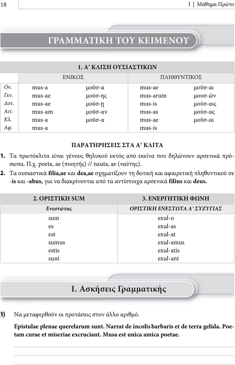 poeta, ae (ποιητής) // nauta, ae (ναύτης). 2.