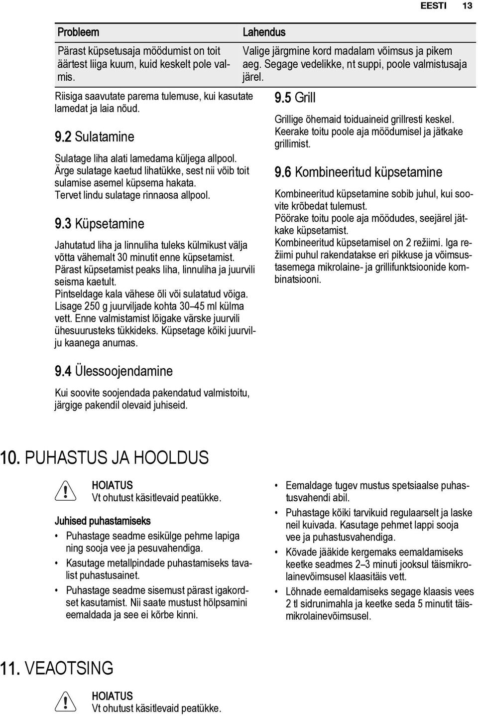 3 Küpsetamine Jahutatud liha ja linnuliha tuleks külmikust välja võtta vähemalt 30 minutit enne küpsetamist. Pärast küpsetamist peaks liha, linnuliha ja juurvili seisma kaetult.