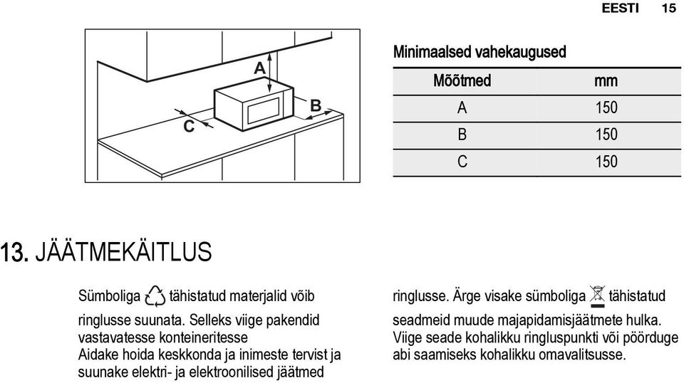 Selleks viige pakendid vastavatesse konteineritesse Aidake hoida keskkonda ja inimeste tervist ja suunake elektri-