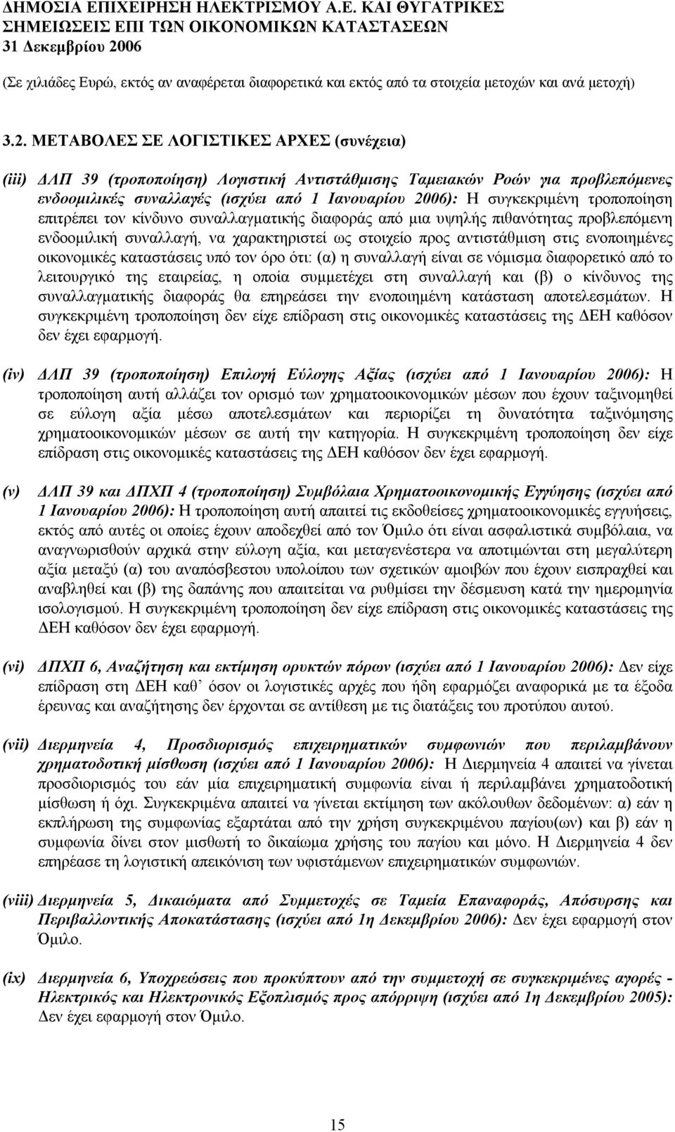 οικονομικές καταστάσεις υπό τον όρο ότι: (α) η συναλλαγή είναι σε νόμισμα διαφορετικό από το λειτουργικό της εταιρείας, η οποία συμμετέχει στη συναλλαγή και (β) ο κίνδυνος της συναλλαγματικής