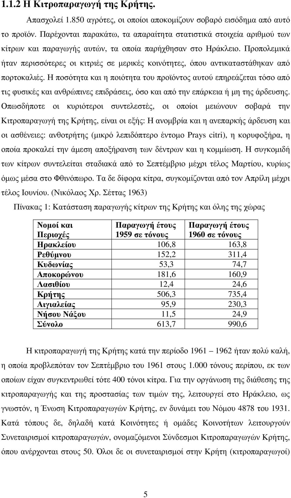 Προπολεµικά ήταν περισσότερες οι κιτριές σε µερικές κοινότητες, όπου αντικαταστάθηκαν από πορτοκαλιές.