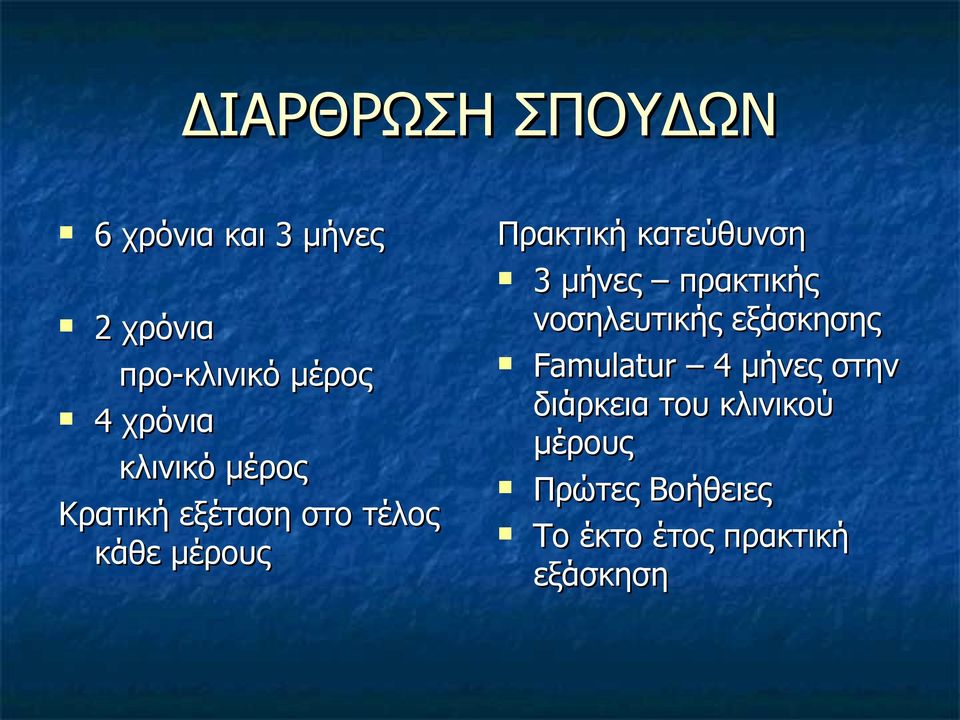 κατεύθυνση 3 μήνες πρακτικής νοσηλευτικής εξάσκησης Famulatur 4 μήνες