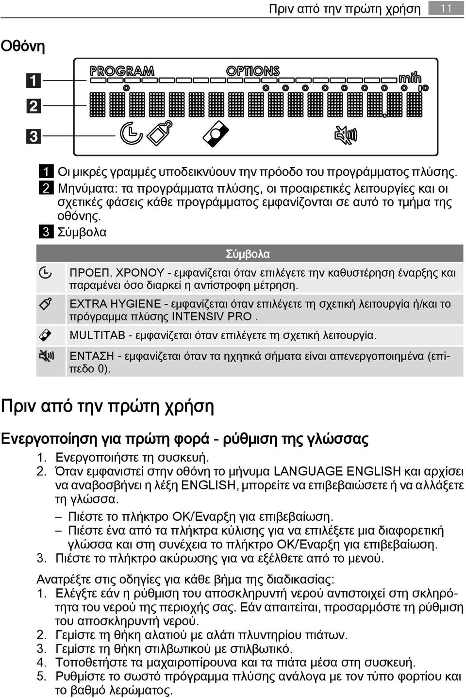 ΧΡΟΝΟΥ - εμφανίζεται όταν επιλέγετε την καθυστέρηση έναρξης και παραμένει όσο διαρκεί η αντίστροφη μέτρηση.