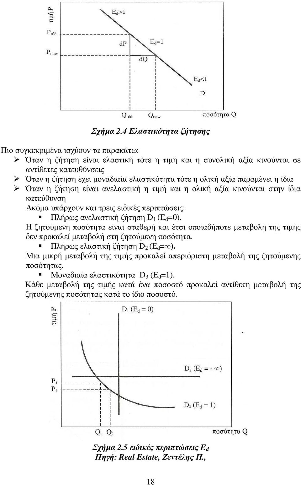 τότε η ολική αξία παραµένει η ίδια Όταν η ζήτηση είναι ανελαστική η τιµή και η ολική αξία κινούνται στην ίδια κατεύθυνση Ακόµα υπάρχουν και τρεις ειδικές περιπτώσεις: Πλήρως ανελαστική ζήτηση D 1 (E