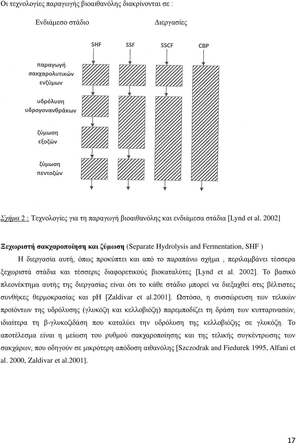 διαφορετικούς βιοκαταλύτες [Lynd et al. 2002]. Το βασικό πλεονέκτημα αυτής της διεργασίας είναι ότι το κάθε στάδιο μπορεί να διεξαχθεί στις βέλτιστες συνθήκες θερμοκρασίας και pη [Zaldivar et al.