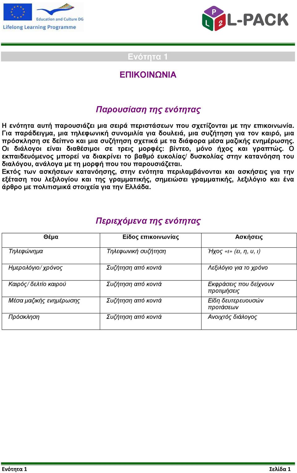 Οι διάλογοι είναι διαθέσιµοι σε τρεις µορφές: βίντεο, µόνο ήχος και γραπτώς.