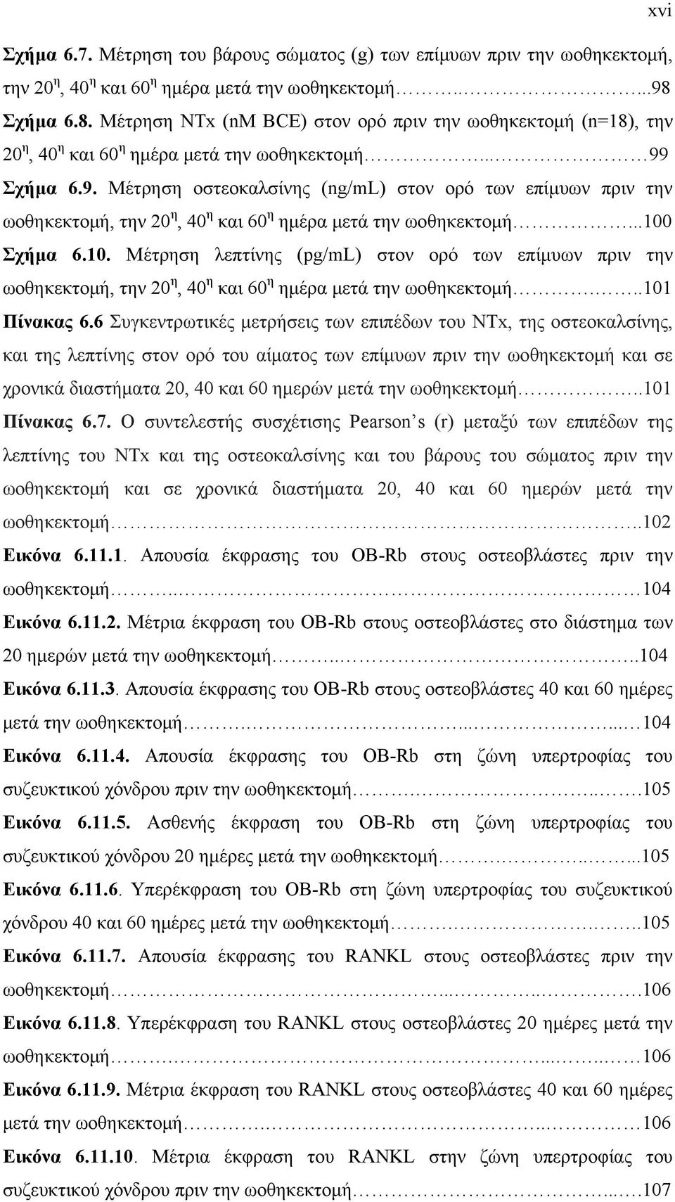 Σχήμα 6.9. Μέτρηση οστεοκαλσίνης (ng/ml) στον ορό των επίμυων πριν την ωοθηκεκτομή, την 20 η, 40 η και 60 η ημέρα μετά την ωοθηκεκτομή...100