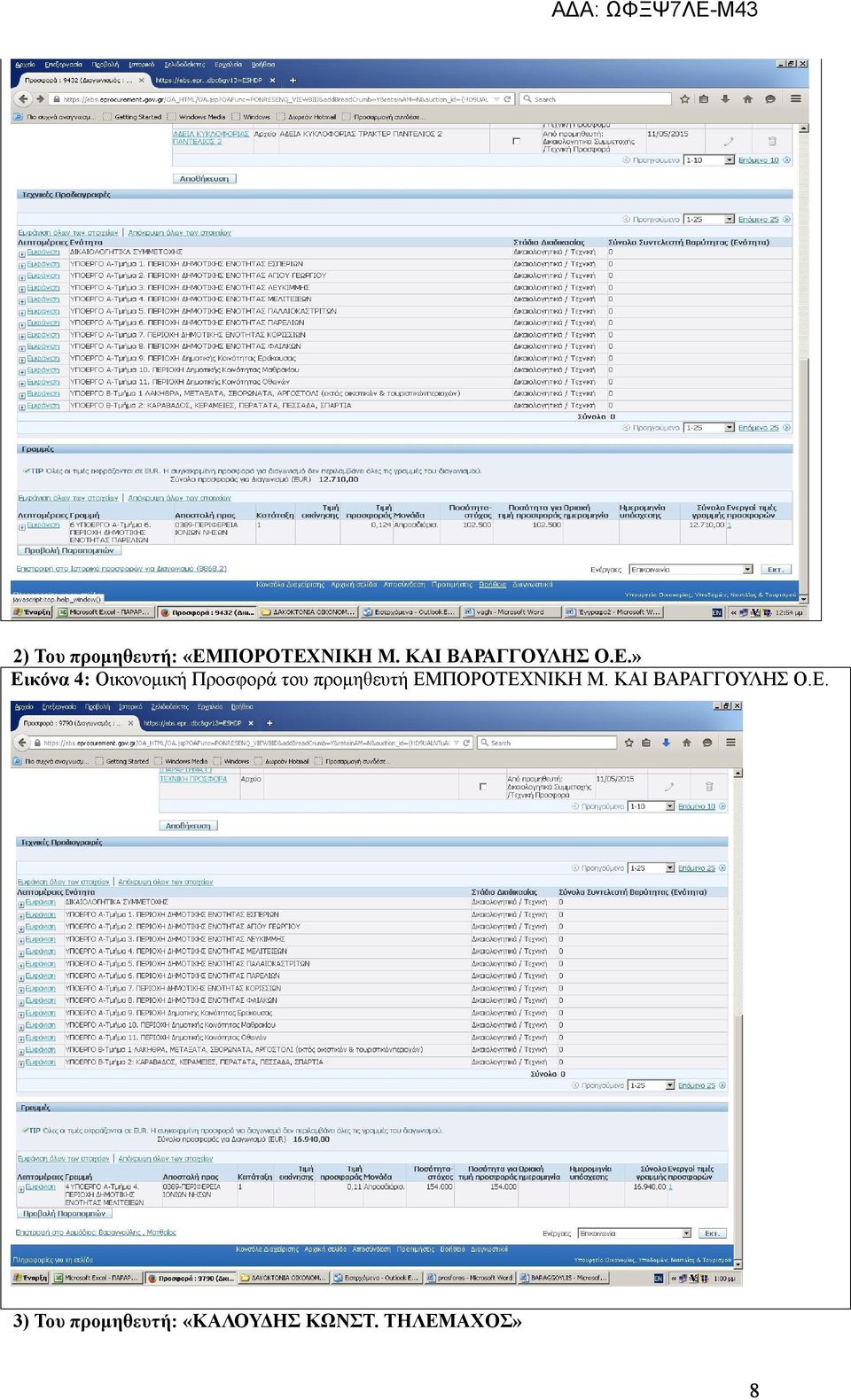 » Εικόνα 4: Οικονομική Προσφορά του προμηθευτή