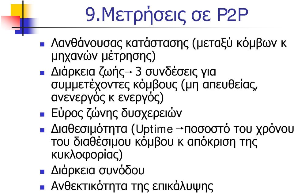 ενεργός) Εύρος ζώνης δυσχερειών Διαθεσιμότητα (Uptime ποσοστό του χρόνου του