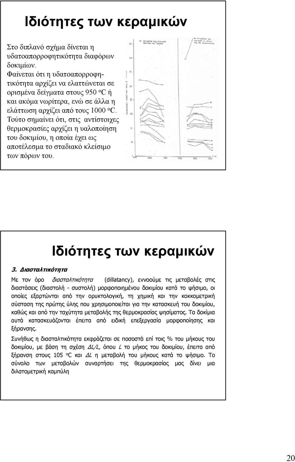 Τούτο σημαίνει ότι, στις αντίστοιχες θερμοκρασίες αρχίζει η υαλοποίηση του δοκιμίου, η οποία έχει ως αποτέλεσμα το σταδιακό κλείσιμο των πόρων του. 3.