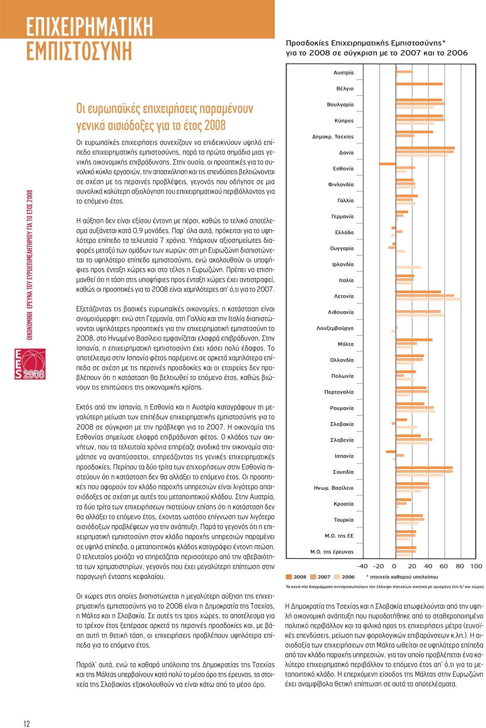 Στην ουσία, οι προοπτικές για το συνολικό κύκλο εργασιών, την απασχόληση και τις επενδύσεις βελτιώνονται σε σχέση με τις περσινές προβλέψεις, γεγονός που οδήγησε σε μια συνολικά καλύτερη αξιολόγηση