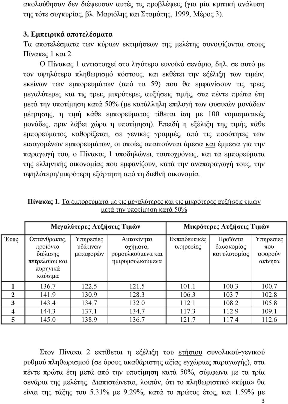 σε αυτό µε τον υψηλότερο πληθωρισµό κόστους, και εκθέτει την εξέλιξη των τιµών, εκείνων των εµπορευµάτων (από τα 59) που θα εµφανίσουν τις τρεις µεγαλύτερες και τις τρεις µικρότερες αυξήσεις τιµής,