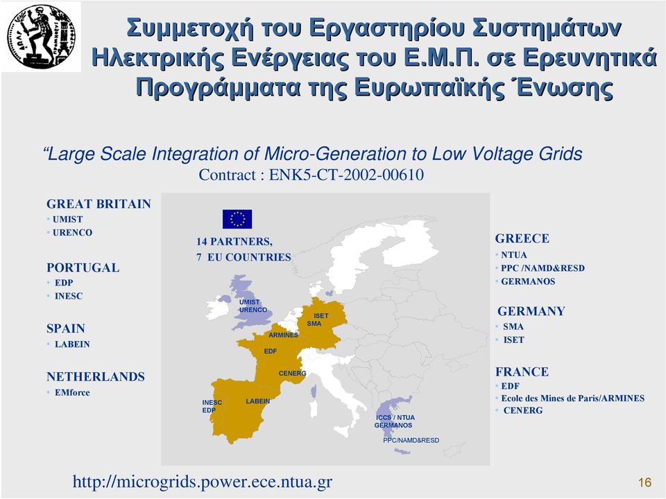 ENK5-CT-2002-00610 GREAT BRITAIN UMIST URENCO PORTUGAL EDP INESC SPAIN LABEIN 14 PARTNERS, 7 EU COUNTRIES UMIST URENCO ARMINES EDF ISET