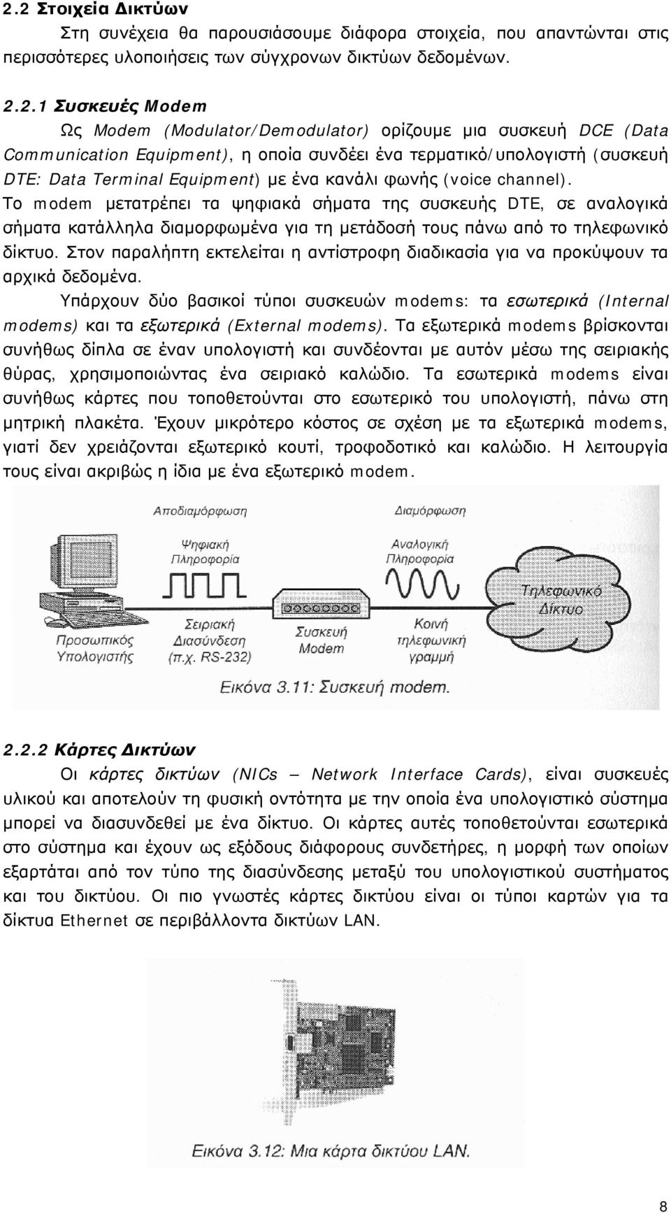 Το modem μετατρέπει τα ψηφιακά σήματα της συσκευής DTE, σε αναλογικά σήματα κατάλληλα διαμορφωμένα για τη μετάδοσή τους πάνω από το τηλεφωνικό δίκτυο.