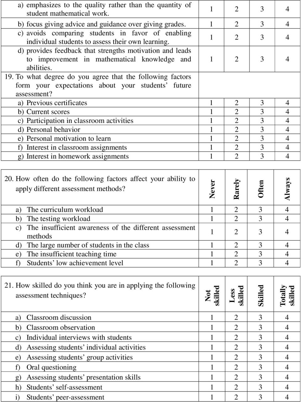 d) provides feedback that strengths motivation and leads to improvement in mathematical knowledge and abilities. 19.