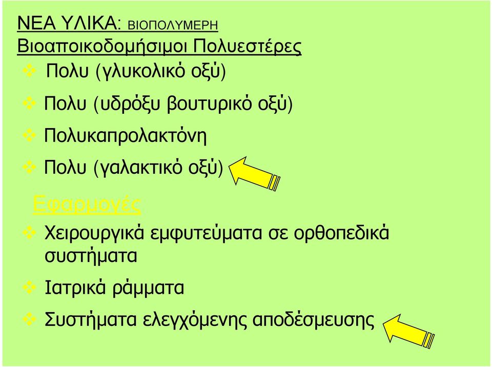 Πολυ (γαλακτικό οξύ) Εφαρμογές Χειρουργικά εμφυτεύματα σε