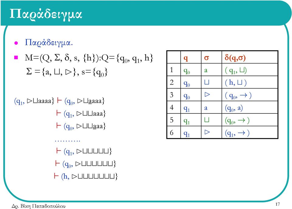 (q 0, Btaaaa} ` (q 1, Bttaaa} ` (q 0, Bttaaa}.