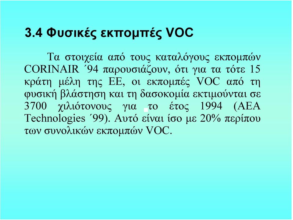 φυσική βλάστηση και τη δασοκομία εκτιμούνται σε 3700 χιλιότονους για το έτος