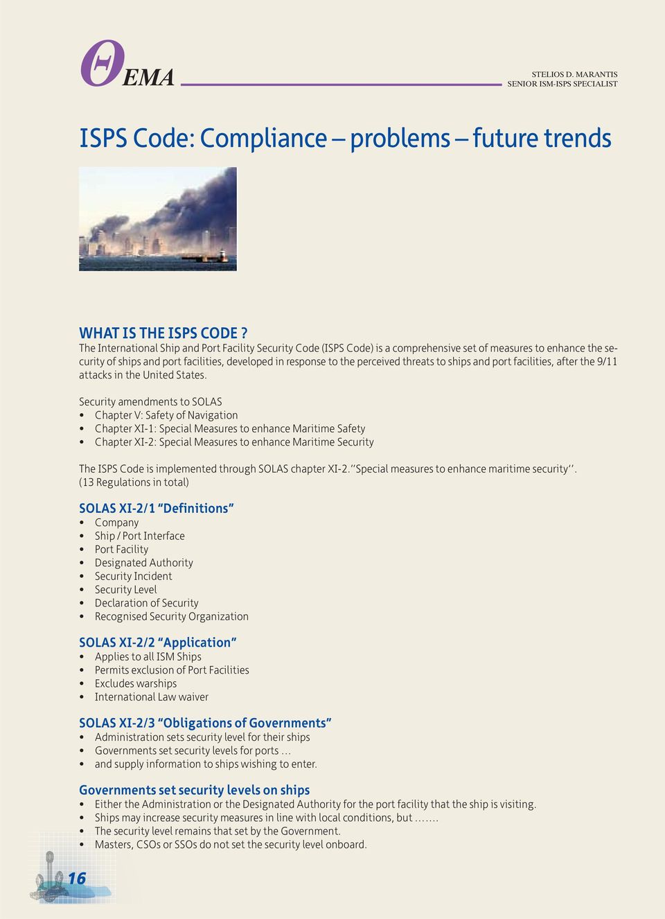 threats to ships and port facilities, after the 9/11 attacks in the United States.