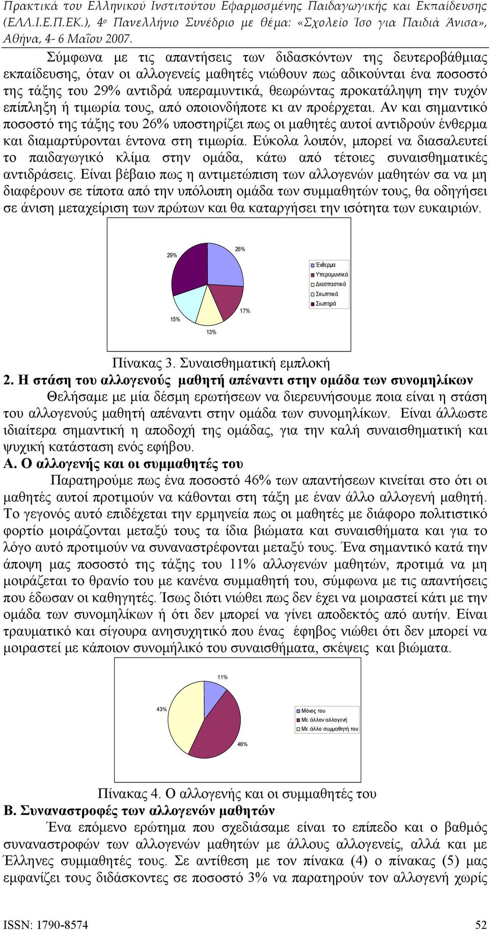 Αν και σημαντικό ποσοστό της τάξης του 26% υποστηρίζει πως οι μαθητές αυτοί αντιδρούν ένθερμα και διαμαρτύρονται έντονα στη τιμωρία.