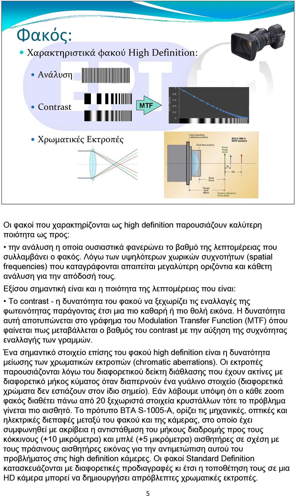 Λόγω των υψηλότερων χωρικών συχνοτήτων (spatial frequencies) που καταγράφονται απαιτείται μεγαλύτερη οριζόντια και κάθετη ανάλυση για την απόδοσή τους.