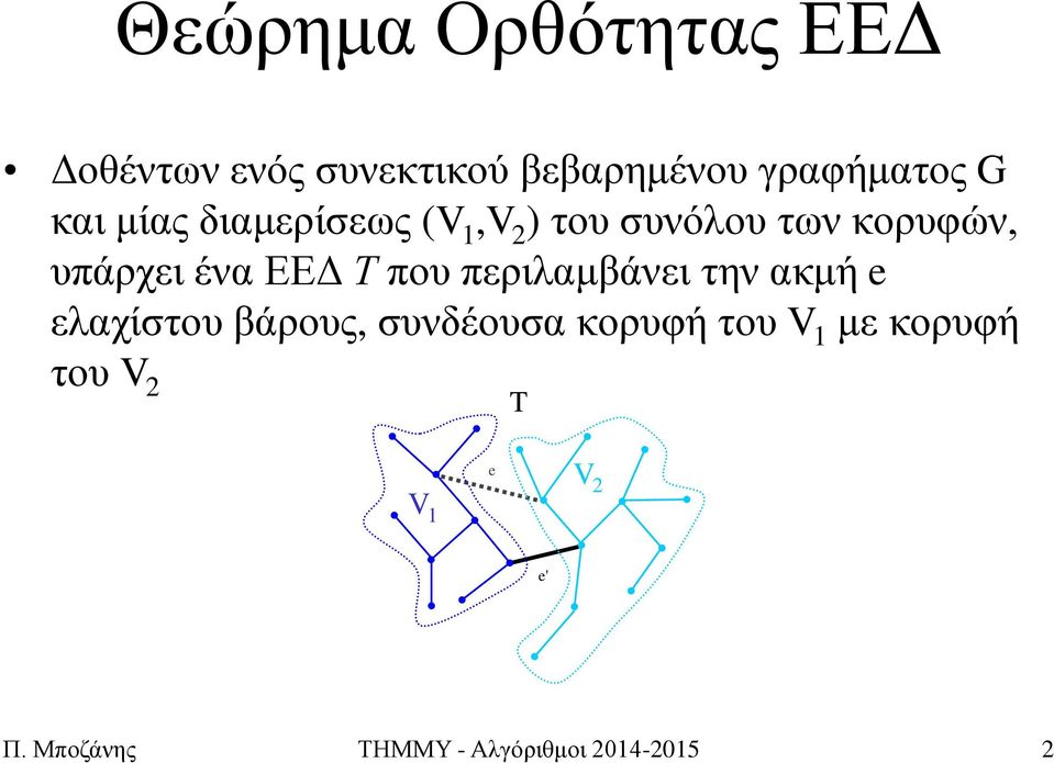 ππάξρεη έλα ΔΔΓ Τ πνπ πεξηιακβάλεη ηελ αθκή e ειαρίζηνπ βάξνπο,